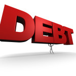 Man Lifing the Word DEBT